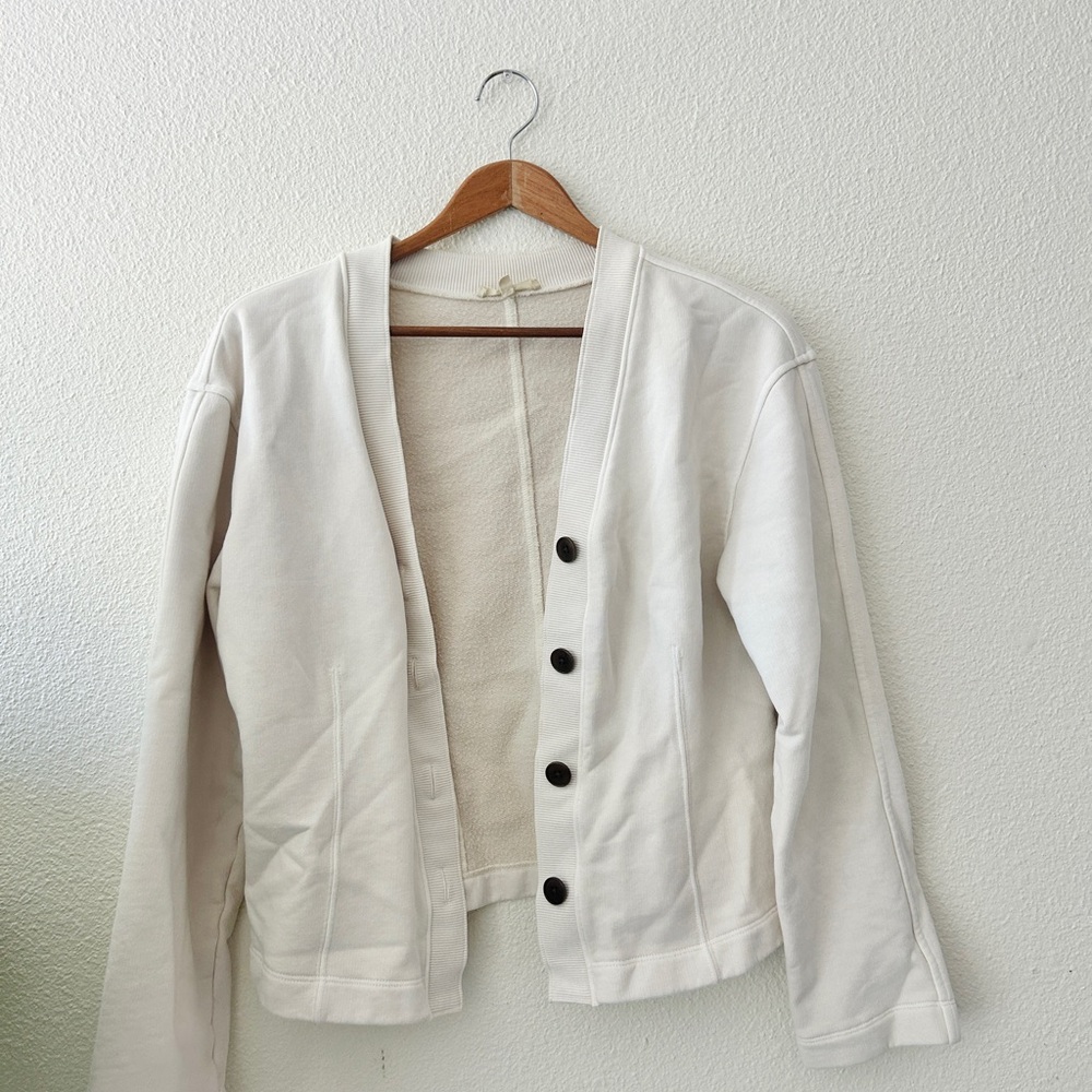 Madewell Cream Button-Front Sweater Jacket